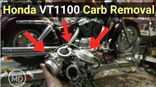 Honda VT1100 Carburetor Removal [upl. by Noimad]