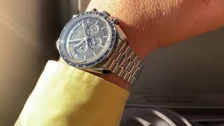 OMEGA Speedmaster Moonwatch 2021 sapphire sandwich  3D step dial in full sunshine [upl. by Htenay451]