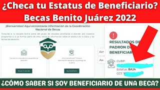 Checa tu Estatus de Beneficiario Beca Benito Juárez 2022 CNBBBJ [upl. by Htebazile]