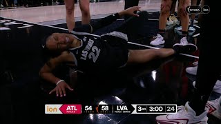 🤕 Aja Wilson SHAKEN UP After Hard Fall  Las Vegas Aces vs Atlanta Dream WNBA basketball [upl. by Aromas]