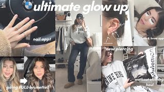 GLOW UP W ME FOR 2024 🤍 going brunette nail appt lash amp brows new piercing  haul [upl. by Maharg968]