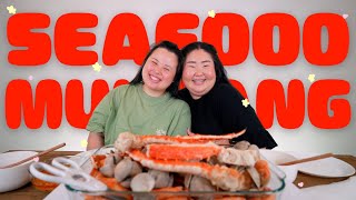 HUGE SHRIMP  KING CRAB  CLAMS SEAFOOD BOIL MUKBANG 먹방 EATING SHOW  MONDAY MUNCHIES [upl. by Nnylasor848]