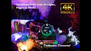 4K Stunning Christmas Steam Train of Lights 2022 Torbay Devon UK Paignton to Dartmouth [upl. by Annabella]