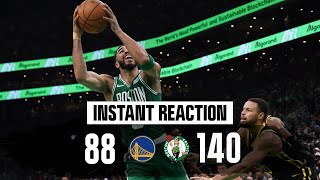 INSTANT REACTION Celtics outscore Warriors 8238 in first half of historic win [upl. by Selrahc]