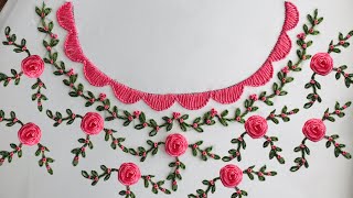 Hand Embroidery Neckline Embroidery For Beginners [upl. by Jahncke]