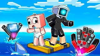 ATRAPADO en UNA BALSA con LAS CHICAS SKIBIDI 😱📺 BEBÉ NOOB pero es UNA BALSA en MINECRAFT [upl. by Spancake557]