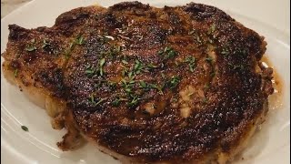 Ribeye Steak on stove top  Instant perfect mediumrare steak made easy [upl. by Gannon427]