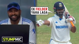 Stump Mic🎙️ Rohit Sharma reaction when Rishabh Pant settled Bangladeshi fielding after his century [upl. by Tod733]