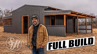 ONE MAN Builds POLE BARN In UNDER 20 MINUTES  Start To Finish  Barndominium [upl. by Atteuqaj]