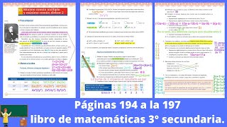 Páginas 194 195 196 y 197 matemáticas 3° secundaria [upl. by Claudius378]