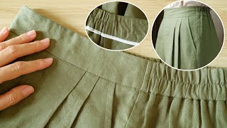 How To Sew Half Elastic Waistband  Elastic Back Waistband Sewing Tutorial  Thuy Sewing [upl. by Annaliese]