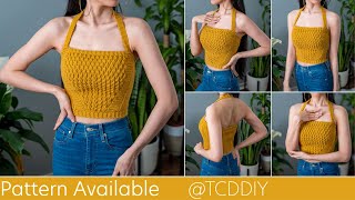 How to Crochet a Halter Top  Pattern amp Tutorial DIY [upl. by Llebanna]