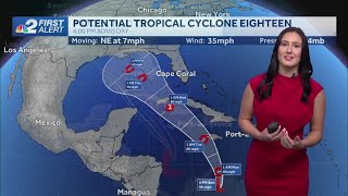 Tracking Potential Tropical Cyclone 18 in the Caribbean expected to move into Gulf [upl. by Allemac]