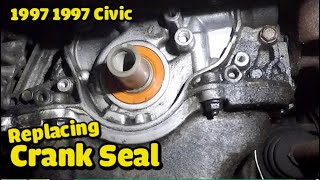 Replaced crank seal on Honda Civic 1997 [upl. by Sinnel963]