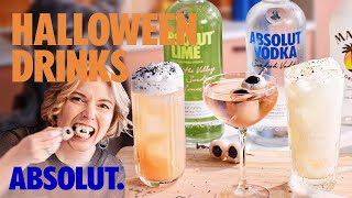 Elyses Top 3 Halloween Cocktails  Absolut Drinks With Elyse [upl. by Judie]