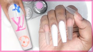 Acrylic Nails Tutorial  Louis Vuitton Nail Art Nail Tutorial  How To Acrylic Nails with Nail Forms [upl. by Bannasch]