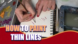 How to paint THIN LINES in ACRYLICS acrylicpainting [upl. by Goodard]