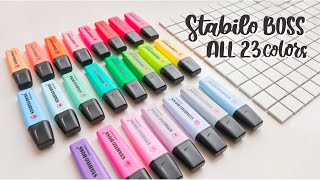 Toàn Bộ Màu Bút Stabilo BOSS Highlight  23 Color Swatches  Happy Hidari [upl. by Nytsirc]