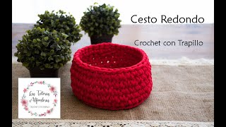 Tutorial cesto redondo  Crochet con totora trapillo  Las Totoras Alfombras [upl. by Amesari911]