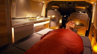 SOLO CAR Camping in Swiss Alps  comfort cosy car setup 1 degree night relaxing van life  ASMR [upl. by Acinorehs319]