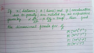 If x  distance t time and g acceleration due to gravity are related by an  neet 2025 physics [upl. by Areta]