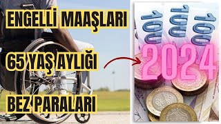 2024te Engelli Maaşları  Engelli Yakını Maaşı  Bez Parası ve 65 Yaş Aylıkları Ne Kadar Olacak [upl. by Mehelhteb42]