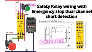 How to wire Safety Relay  Emergency Stop Dual Channel Monitoring with reset  Easy Explained [upl. by Nnaik]