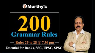 200 Grammar Rules 25 to 28 by Murthy Sir 15 March 2022  For Banks SSC UPSC State PSCs [upl. by Maclay]