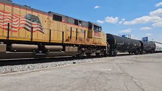 Union Pacific westbound monster manifest train with a midtrain DPU in central El Paso TX 072624 [upl. by Nitsyrc]