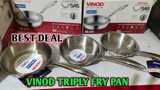 Vinod stainless steel fry pan review  triply fry pan  Vinod platinum SAS metal fry pan  fry pan [upl. by Llereg]