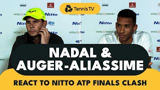 Rafa Nadal amp Felix AugerAliassime React To Nitto ATP Finals Clash 🔉 [upl. by Leuqer857]