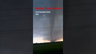 Photogenic tornado near Hawley Texas tornado stormchasing supercell storm weather hail texas [upl. by Nosna]