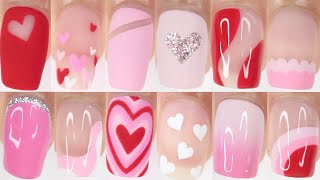 40 VALENTINES DAY NAIL DESIGNS 2024  huge valentines day pink nail art compilation [upl. by Ardelis637]