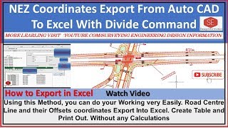 Coordinates  Data Extraction From Auto CAD To Excel With Divide Command Road Center Curve [upl. by Eleanor590]