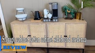 Yechen Set of 2 Sideboard Storage Cabinet with Handmade Natural Rattan Doors Review [upl. by Mittel]