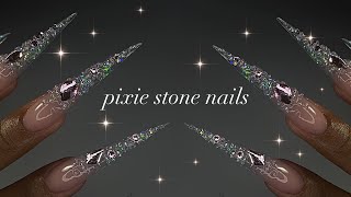 Pixie Stone Nails🫧 stiletto application  magical nail art✨ [upl. by Etak445]