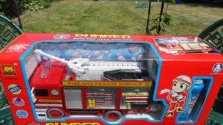 Amazing PUMPER TOY BUBBLE BLOWING FIRE ENGINE TRUCK [upl. by Osei]