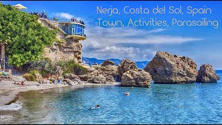 Nerja Costa del Sol Andalucia Spain  Town Activities Parasailing [upl. by Sethrida]