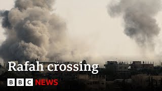 Airstrike hits area of Rafah crossing at GazaEgypt border  BBC News [upl. by Luaped]