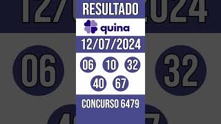 QUINA hoje  12072024  Resultado concurso 6479 [upl. by Michigan]