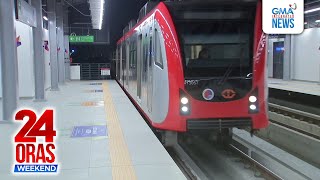 Unang biyahe sa mga bagong istasyon ng LRT Line 1 Cavite Extension  24 Oras Weekend [upl. by Ecirtram]