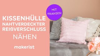 Kissenhülle mit verdecktem Reißverschluss nähen aus Leinen  makerist easy DIY [upl. by Sergo]