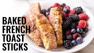 Baked French Toast Sticks  Inquiring Chef [upl. by Anallese]