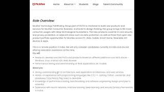 McAfee is hiring for Software Engineering Intern  India [upl. by Ginger]