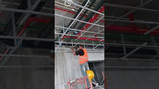 Gypsum celling frame installation processGood tools and machinery make work easy shorts interior [upl. by Artep]