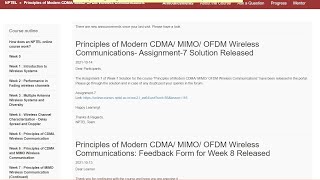 principles of modem CDMA MIMO OFDM wireless communication  NPTEL Week 4  assignment solution 4 [upl. by Maffei]