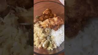 Leftovers for lunch today Bacalao fried chicken and white coconut rice 😋🔥❤️🙏💯 [upl. by Anilek364]