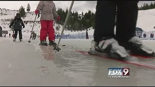 Melting snow at Bogus Basin doesnt stop skiers [upl. by Benni]