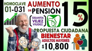 AUMENTO DE PENSIÓN IMSS 15 MÁS INFLACIÓN propuesta ciudadana HOMOCLAVE 01031 [upl. by Niriam730]