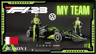 VW Monster Energy F1 My Team Career Set Up amp Bahrain GP 1 F1 23 [upl. by Misa765]